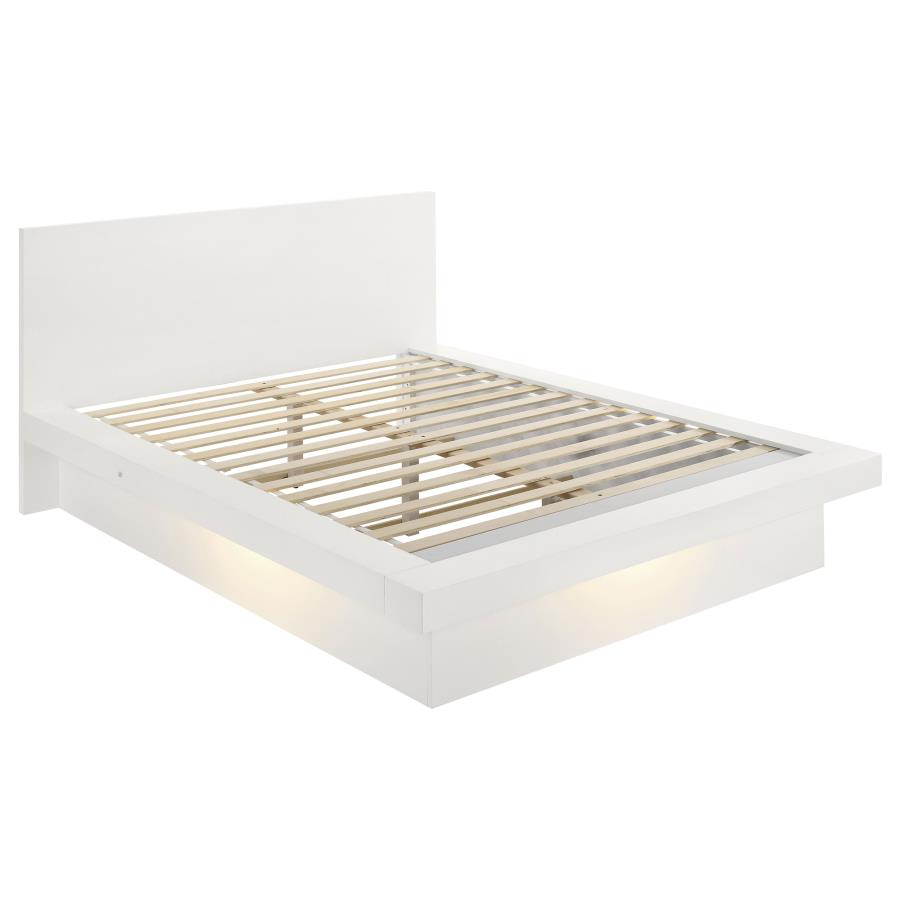 Jessica 5-piece Eastern King LED Wall Panel Bedroom Set Snow White