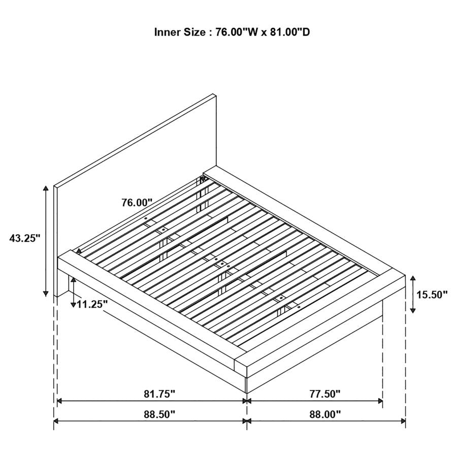 Jessica Wood Eastern King LED Panel Bed Snow White