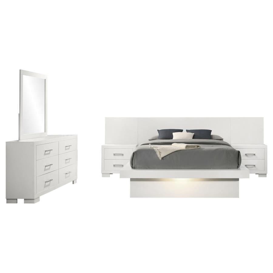 Jessica 5-piece Queen LED Wall Panel Bedroom Set Snow White