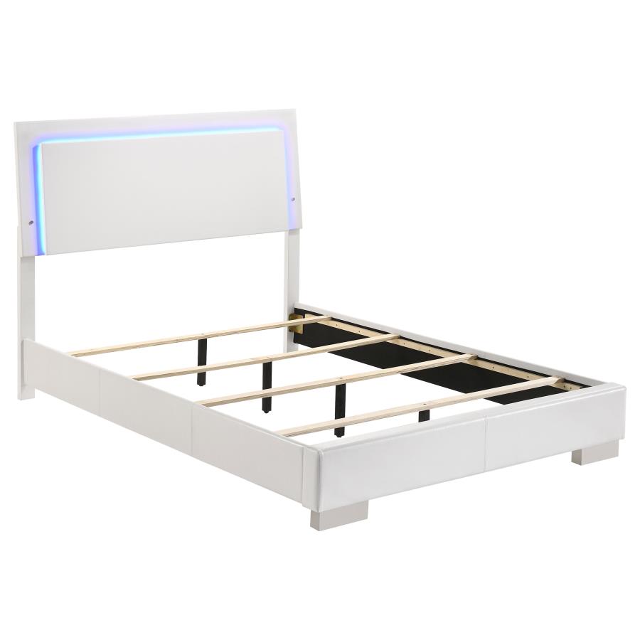 Felicity 5-piece Full LED Mirror Bedroom Set White High Gloss