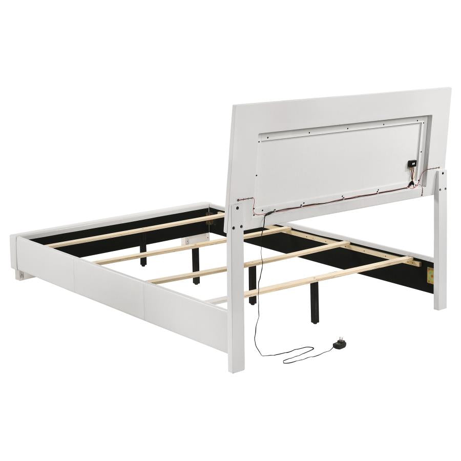 Felicity 5-piece Full LED Mirror Bedroom Set White High Gloss