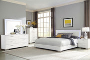 Felicity 5-piece Eastern King LED Mirror Bedroom Set White High Gloss