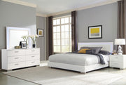 Felicity 4-piece California King LED Mirror Bedroom Set White High Gloss