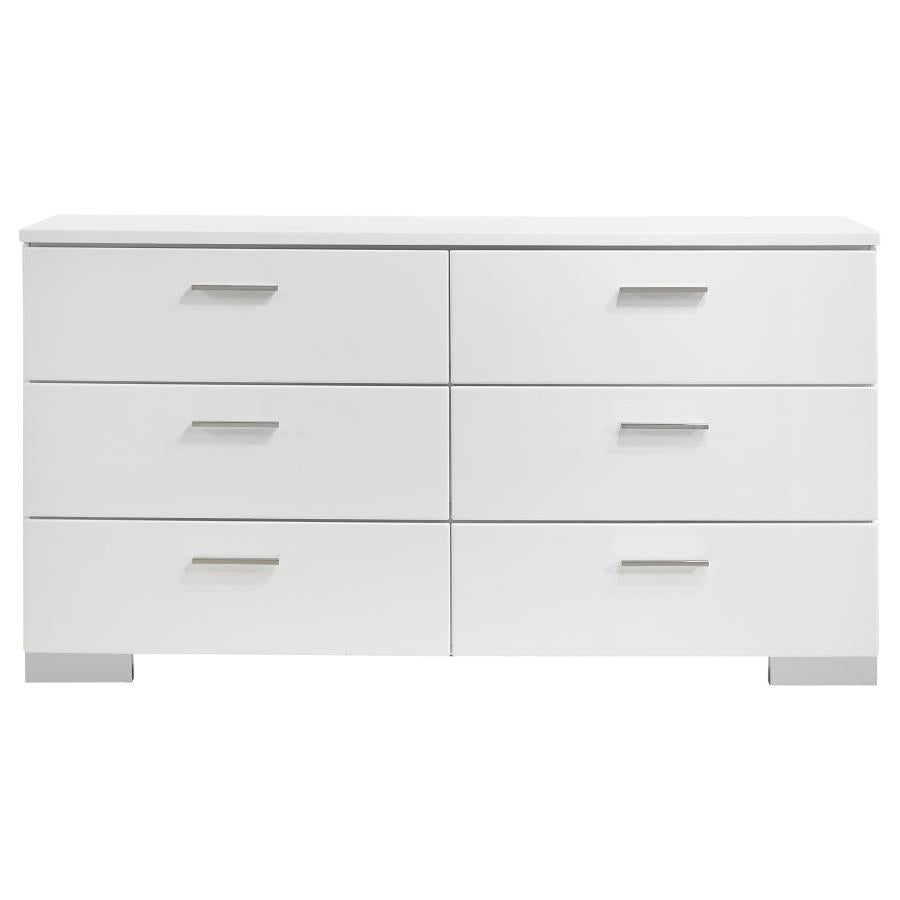 Felicity 4-piece California King LED Mirror Bedroom Set White High Gloss