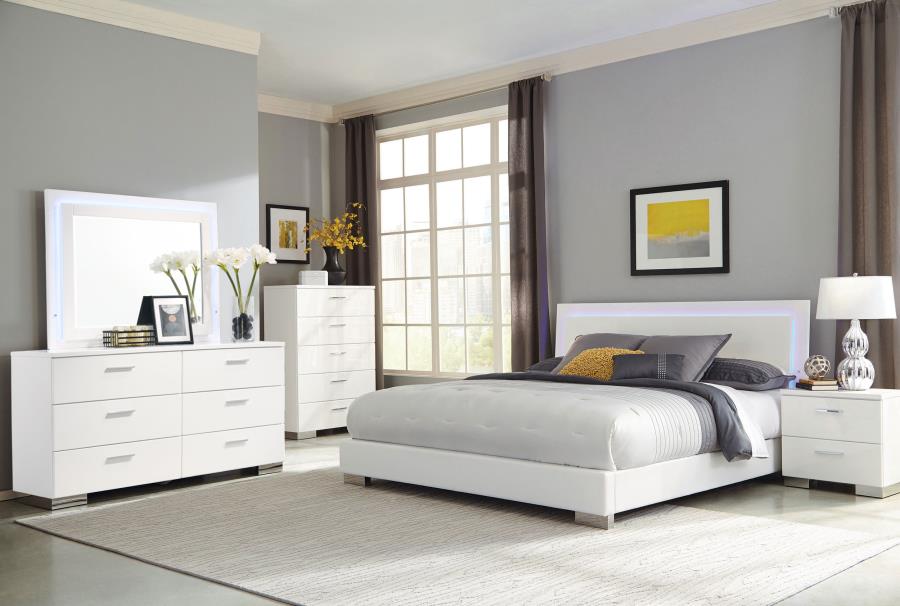 Felicity 5-piece California King Bedroom Set White High Gloss