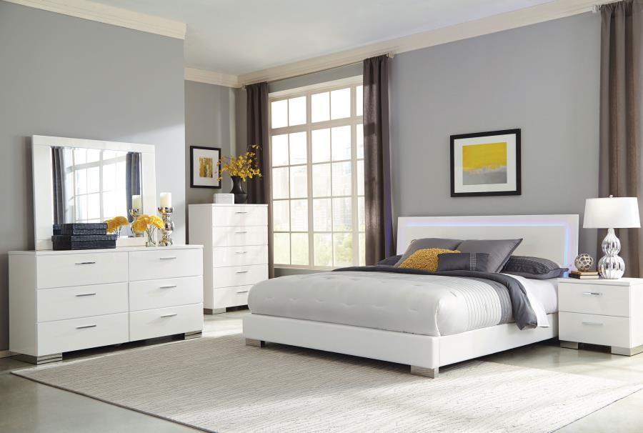 Felicity 5-piece California King Bedroom Set White High Gloss