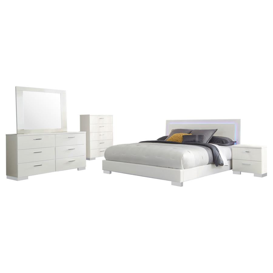Felicity 5-piece California King Bedroom Set White High Gloss