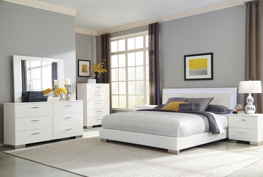 Felicity 6-piece California King Bedroom Set White High Gloss
