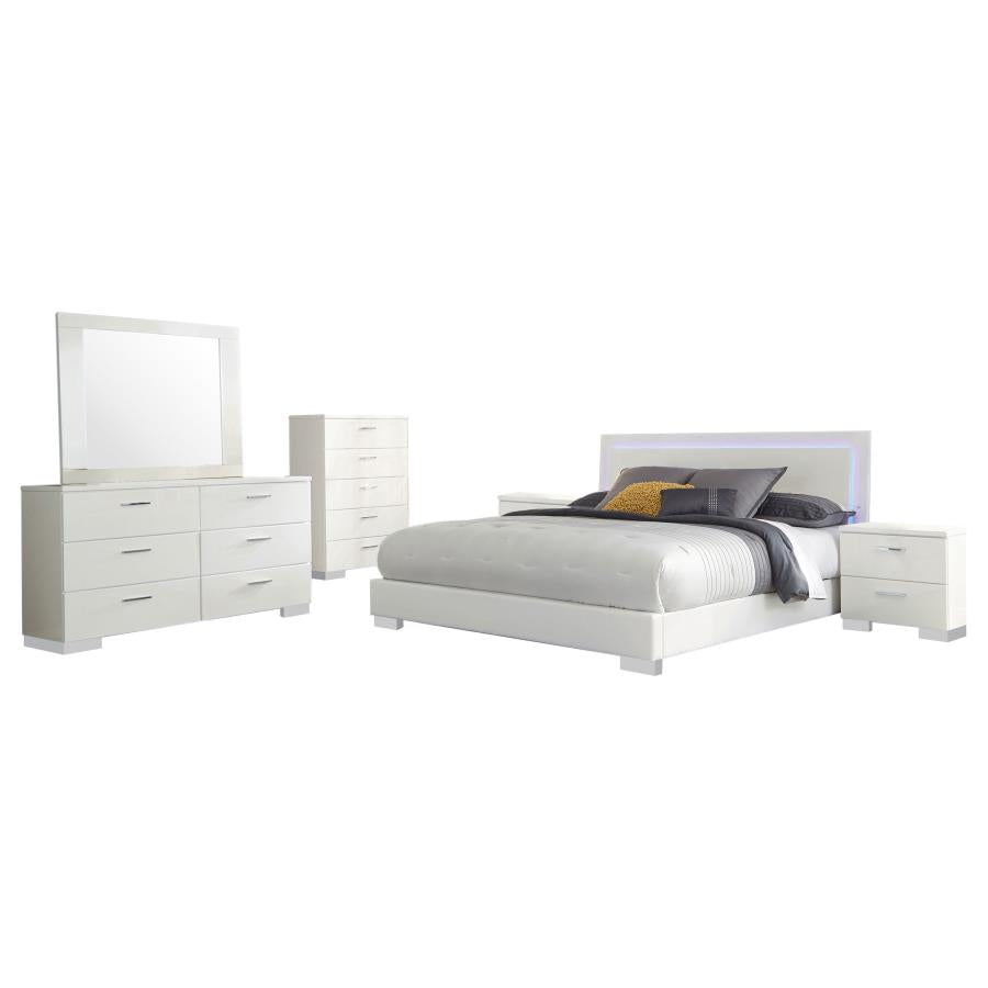 Felicity 6-piece California King Bedroom Set White High Gloss
