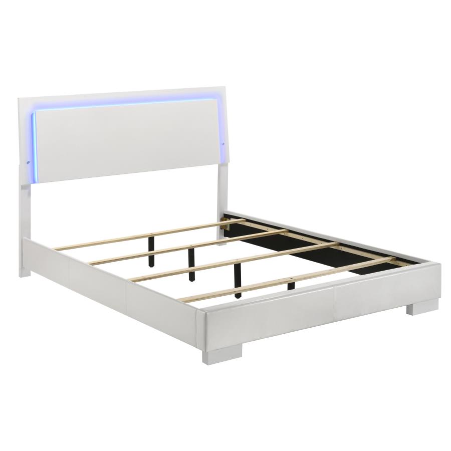 Felicity 5-piece Queen LED Mirror Bedroom Set White High Gloss