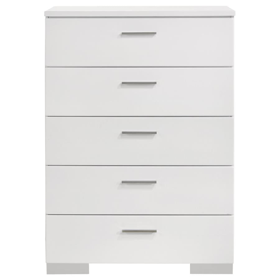 Felicity 5-piece Queen Bedroom Set White High Gloss