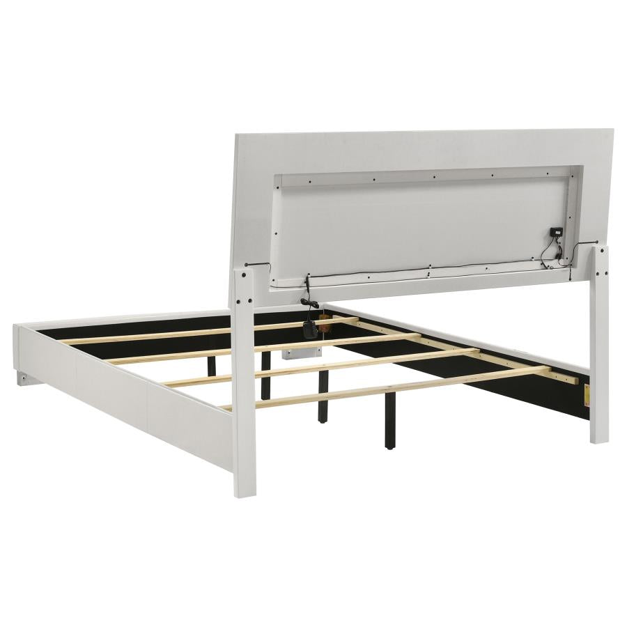 Felicity Wood Queen LED Panel Bed White High Gloss
