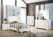 Felicity 4-piece Twin LED Mirror Bedroom Set White High Gloss