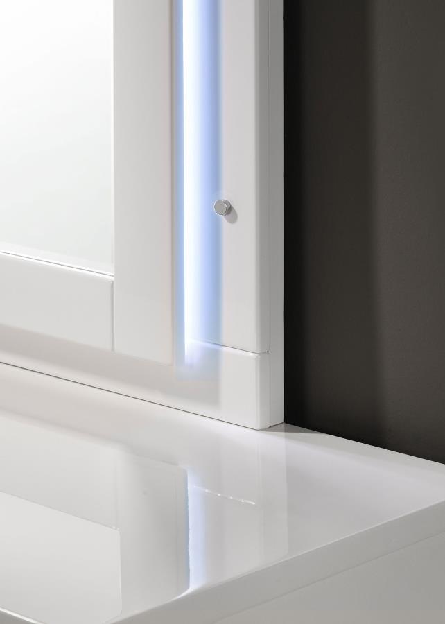 Felicity 4-piece Twin LED Mirror Bedroom Set White High Gloss