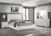 Felicity 4-piece Eastern King Upholstered Bedroom Set White High Gloss