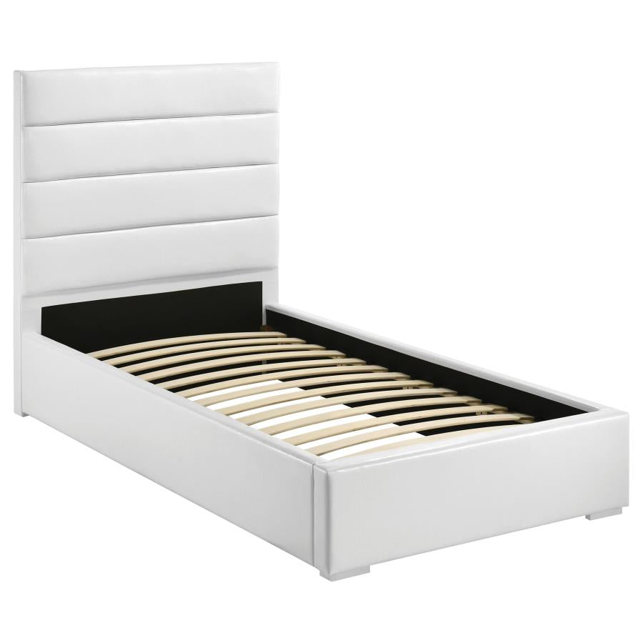 Felicity 4-piece Twin Upholstered Bedroom Set White High Gloss