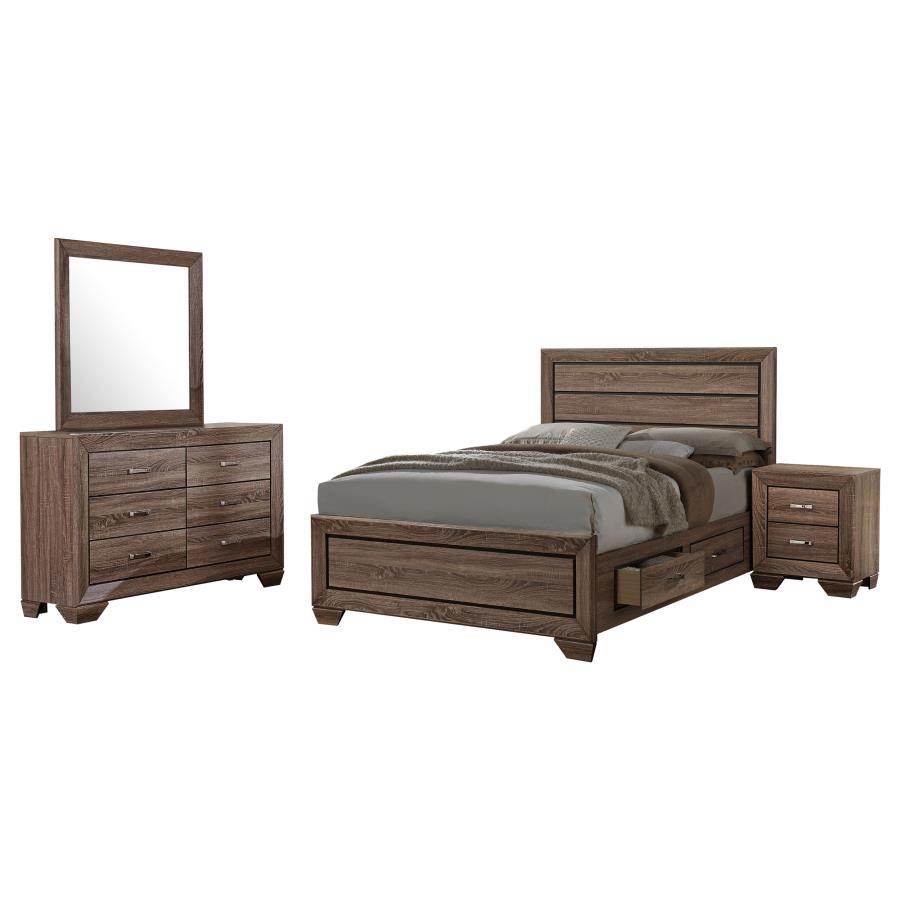Kauffman 4-piece Eastern King Storage Bedroom Set Washed Taupe