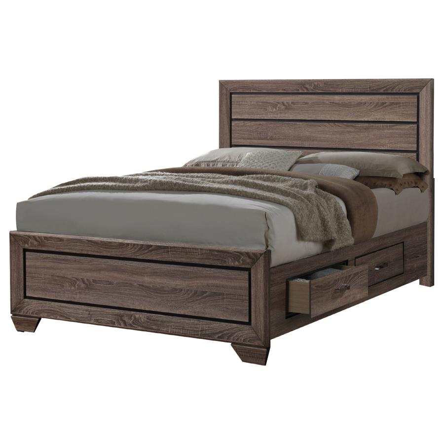 Kauffman 5-piece Eastern King Storage Bedroom Set Washed Taupe