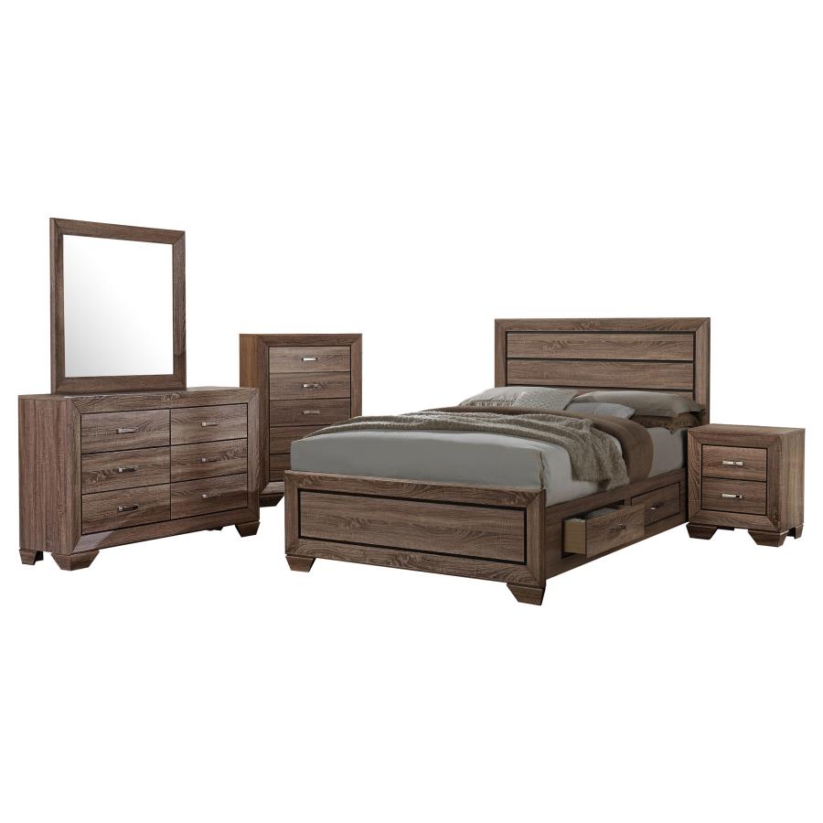Kauffman 5-piece California King Storage Bedroom Set Washed Taupe