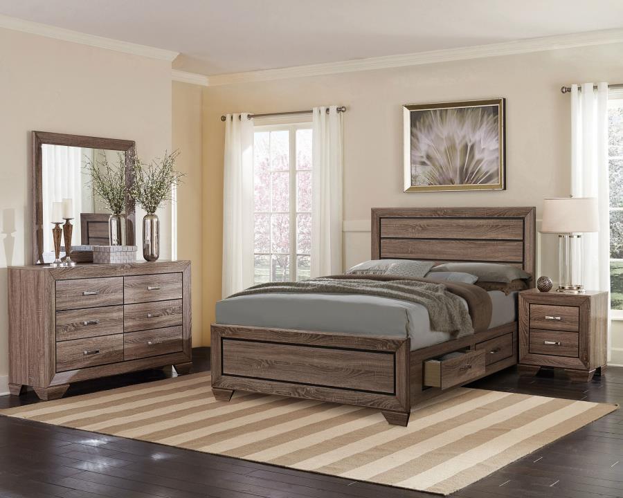 Kauffman 4-piece Queen Storage Bedroom Set Washed Taupe