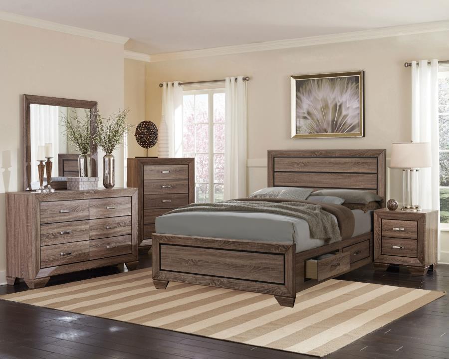Kauffman 5-piece Queen Storage Bedroom Set Washed Taupe