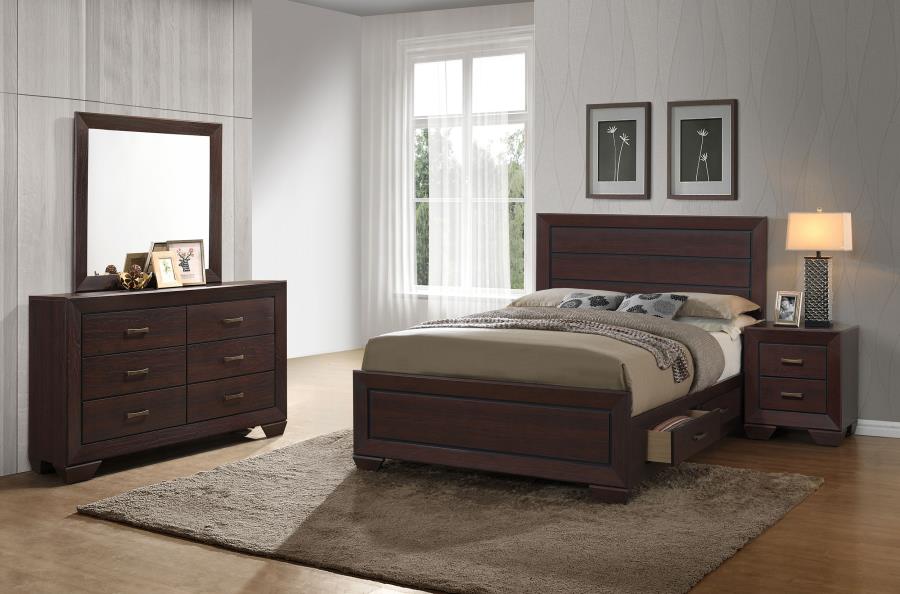 Kauffman 4-piece California King Storage Bedroom Set Dark Cocoa