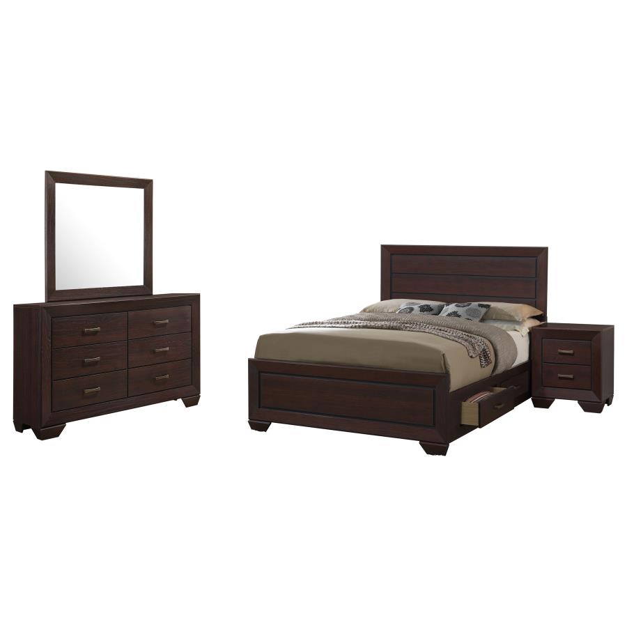 Kauffman 4-piece California King Storage Bedroom Set Dark Cocoa