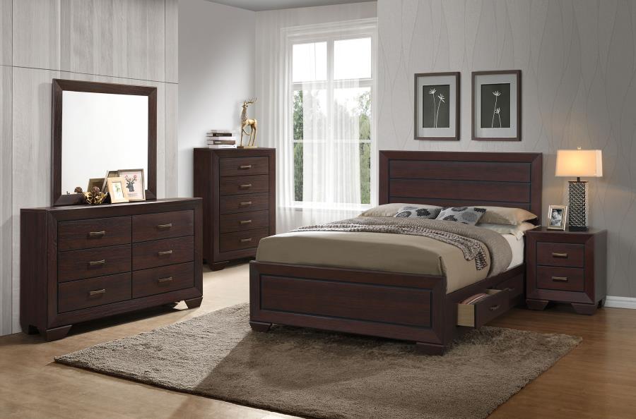 Kauffman 5-piece California King Storage Bedroom Set Dark Cocoa