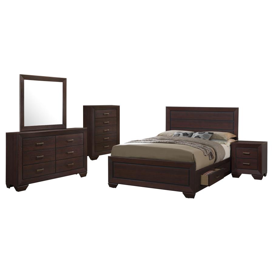 Kauffman 5-piece California King Storage Bedroom Set Dark Cocoa
