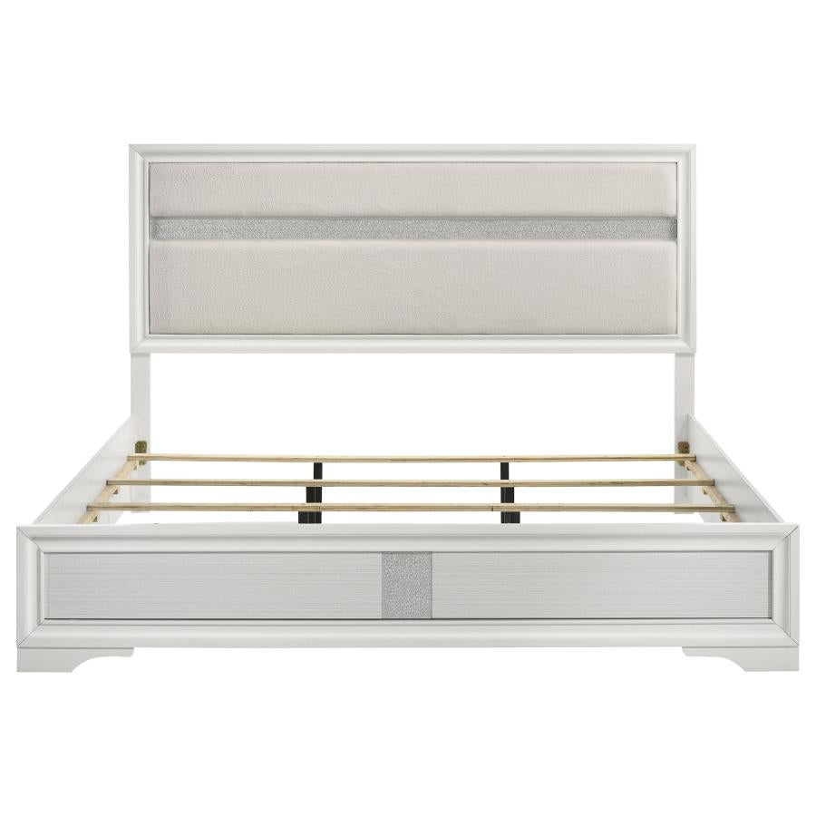 Miranda 54-inch Upholstered Eastern King Panel Bed White