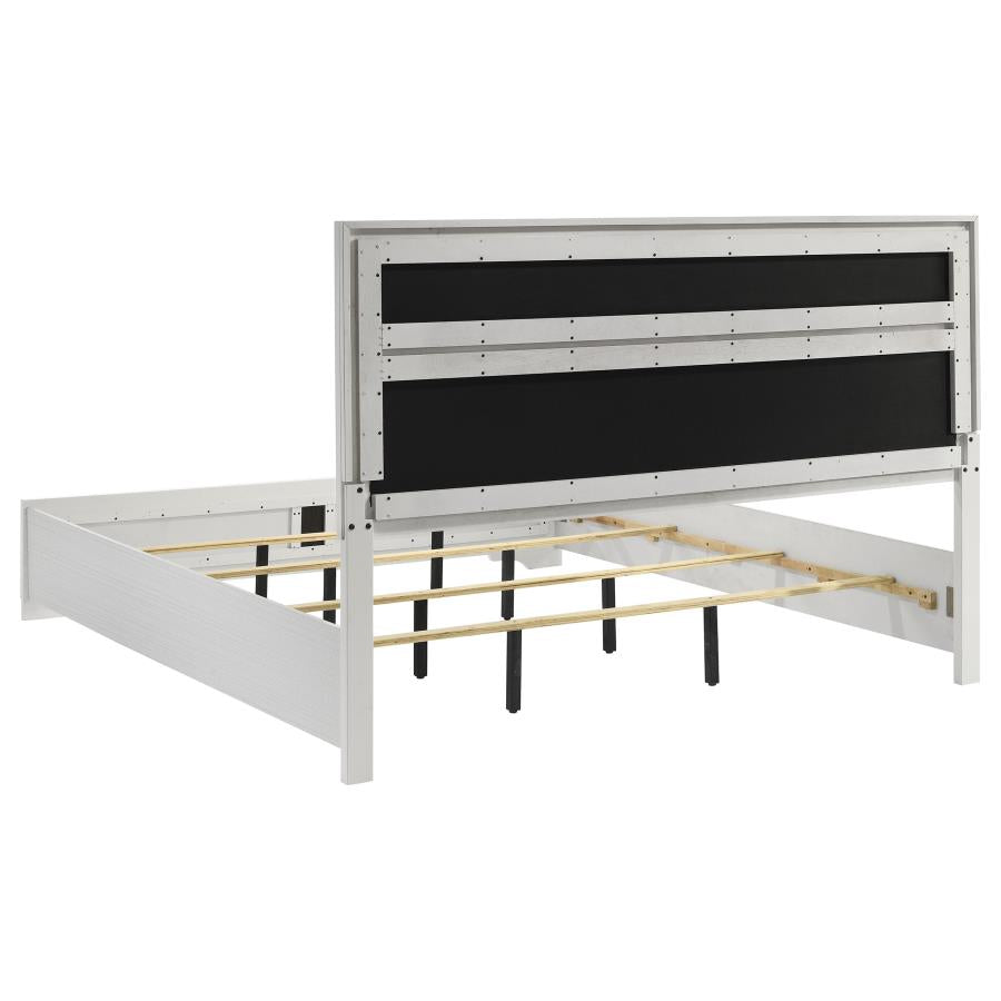 Miranda 54-inch Upholstered Eastern King Panel Bed White