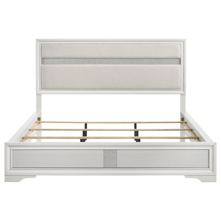 Miranda 54-inch Upholstered California King Panel Bed White