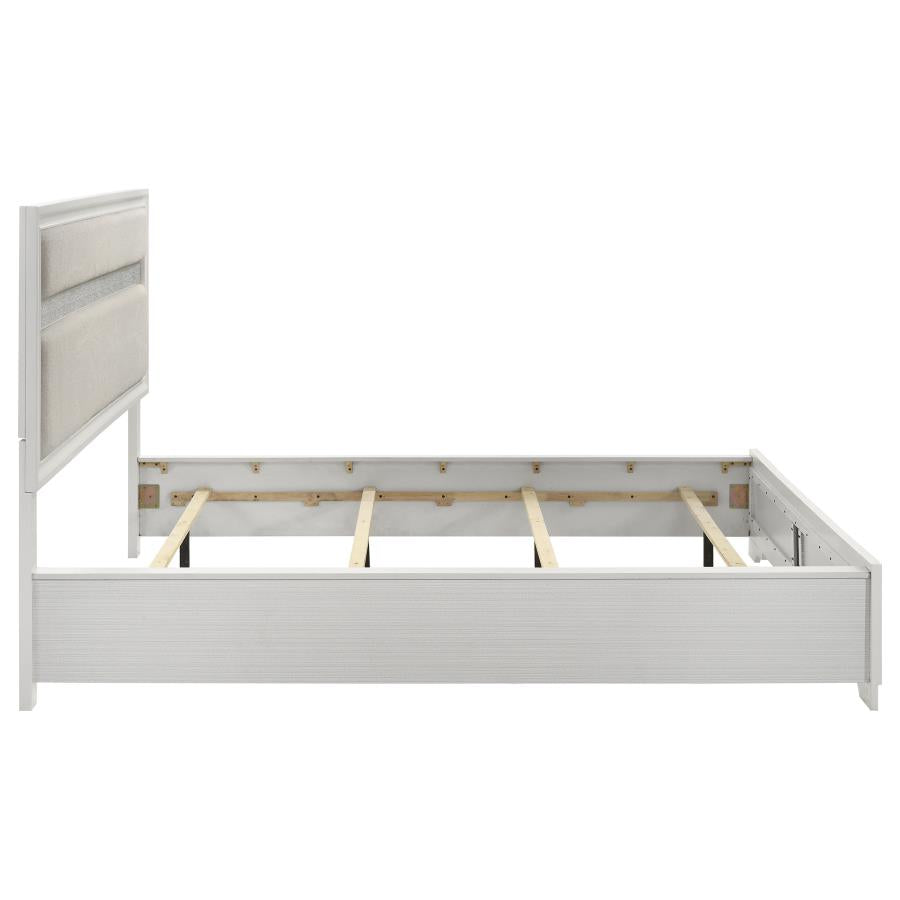 Miranda 54-inch Upholstered California King Panel Bed White