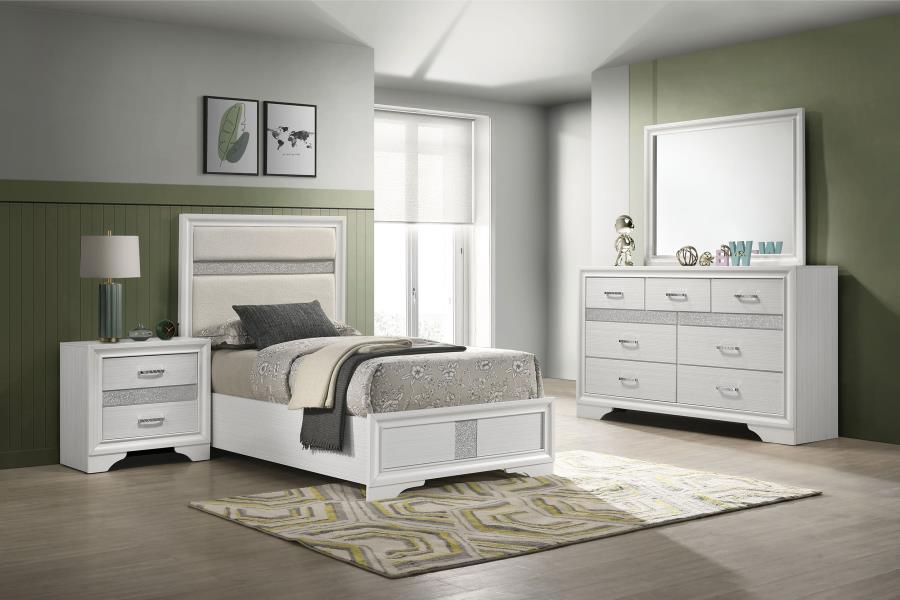 Miranda 4-piece Twin Upholstered Bedroom Set White