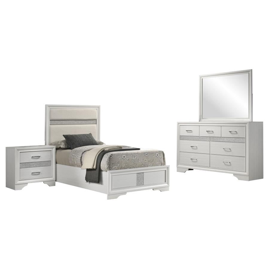Miranda 4-piece Twin Upholstered Bedroom Set White