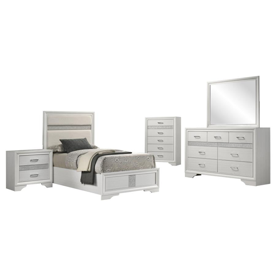 Miranda 5-piece Twin Upholstered Bedroom Set White
