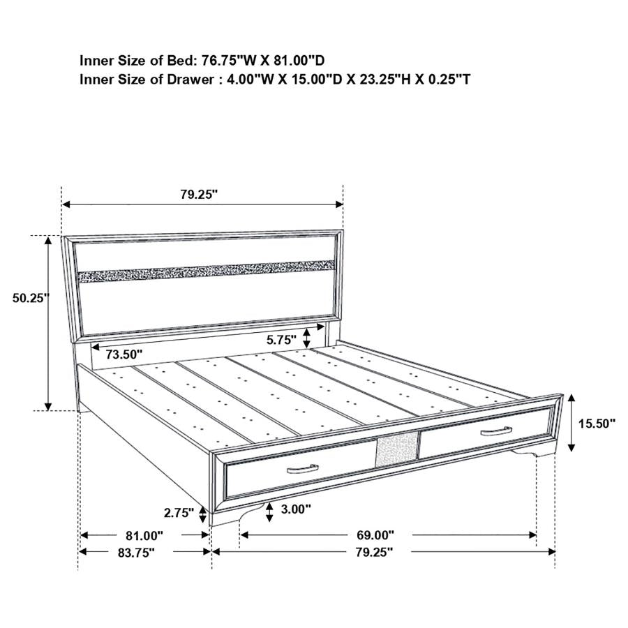 Miranda 4-piece Eastern King Storage Bedroom Set White