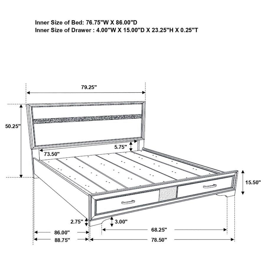 Miranda 5-piece California King Storage Bedroom Set White