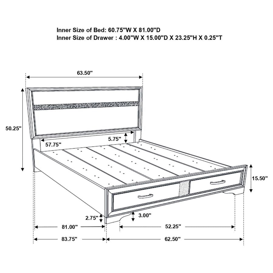Miranda 51-inch Wood Queen Storage Panel Bed White