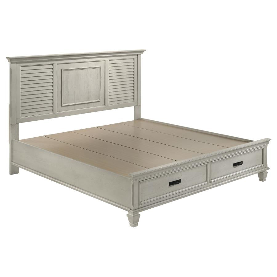 Franco 4-piece Eastern King Storage Bedroom Set Distressed White