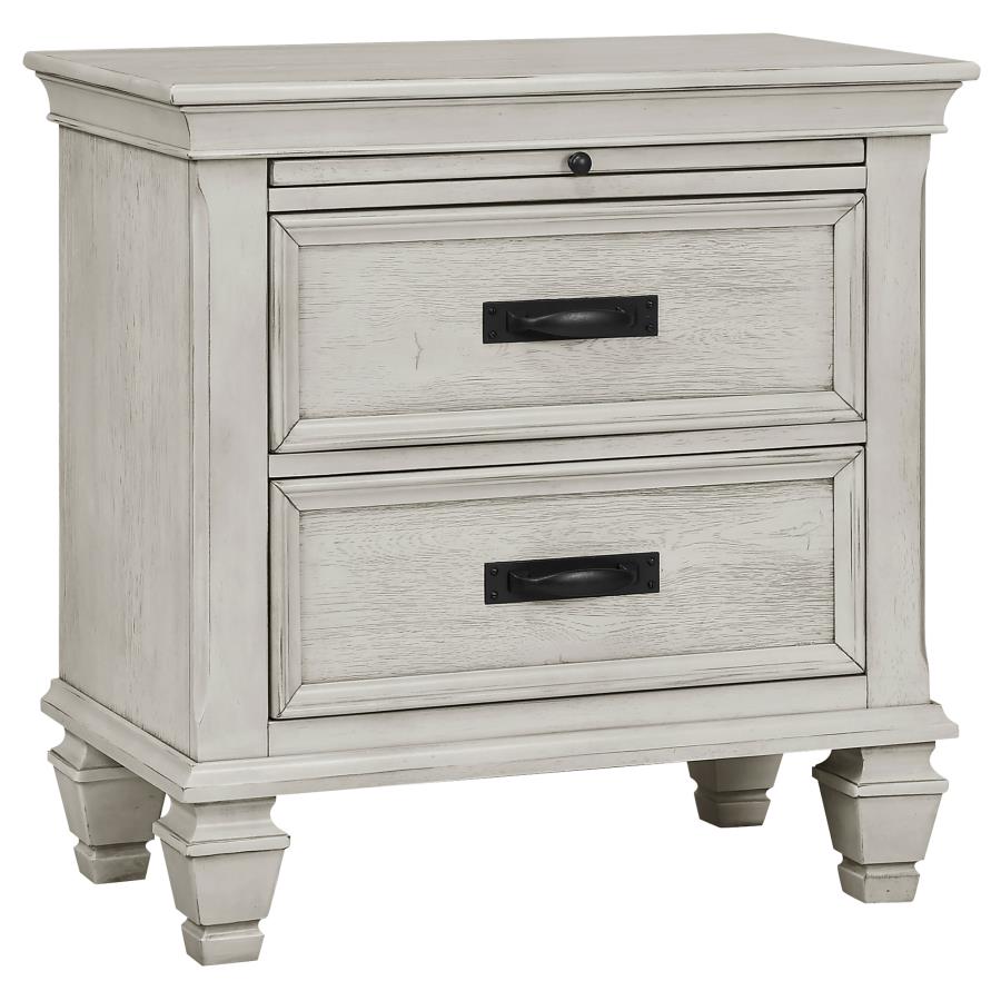 Franco 4-piece Eastern King Storage Bedroom Set Distressed White