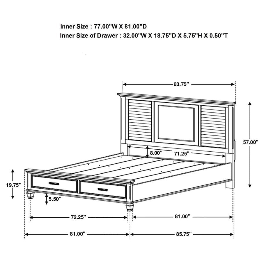 Franco 4-piece Eastern King Storage Bedroom Set Distressed White