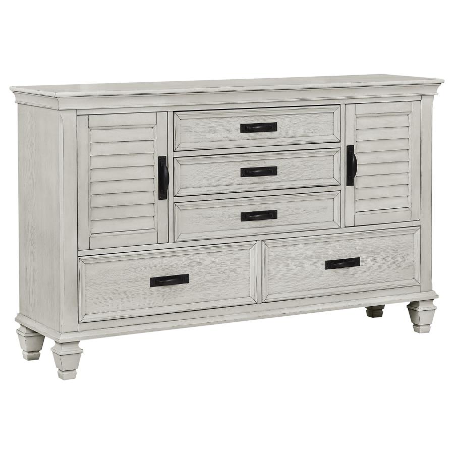 Franco 4-piece Queen Storage Bedroom Set Distressed White