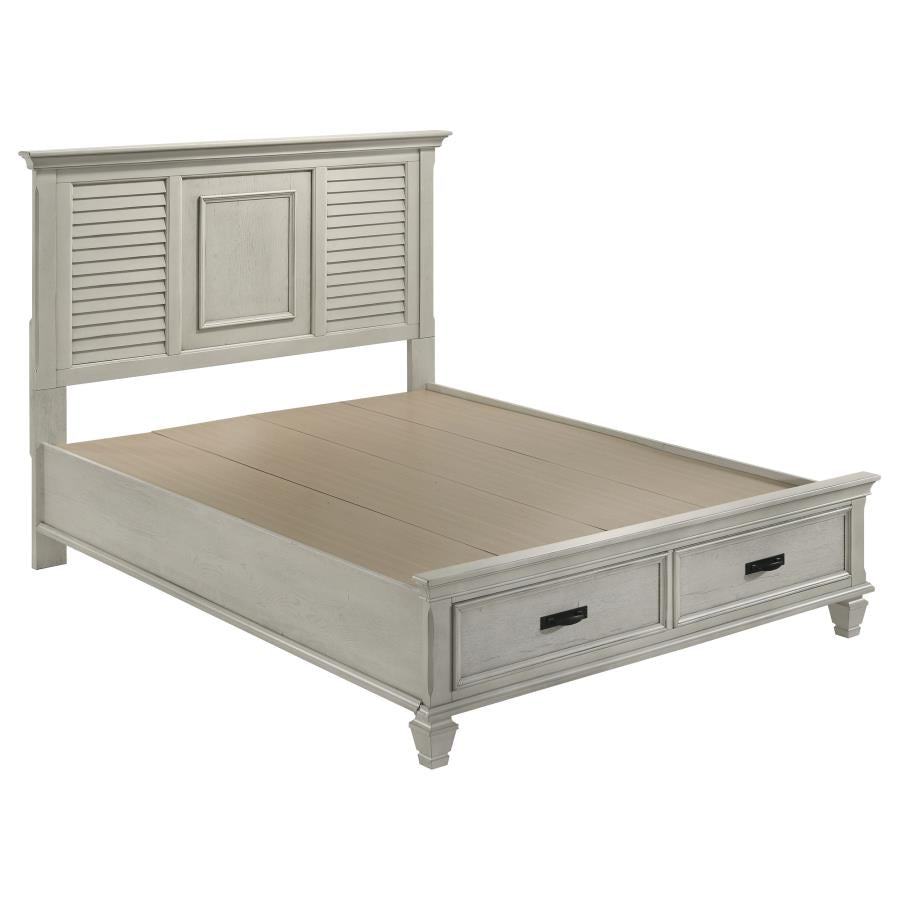 Franco 5-piece Queen Storage Bedroom Set Distressed White
