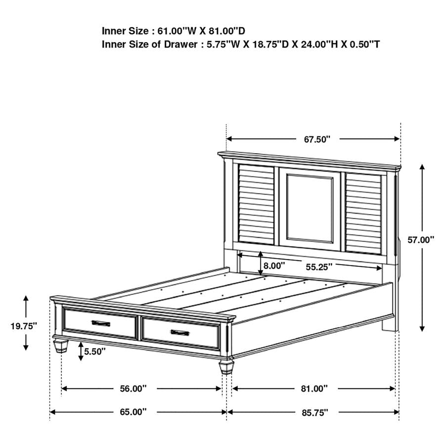 Franco 5-piece Queen Storage Bedroom Set Distressed White