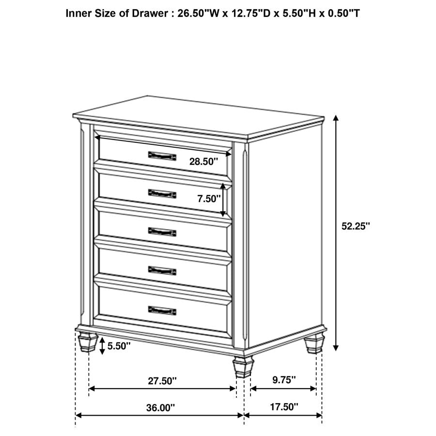 Franco 5-piece Queen Storage Bedroom Set Distressed White