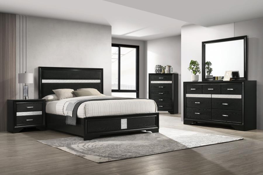 Miranda 5-piece Full Upholstered Bedroom Set Black