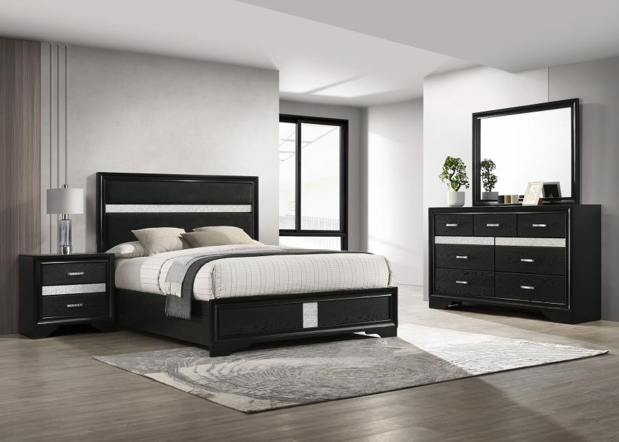 Miranda 4-piece Eastern King Upholstered Bedroom Set Black