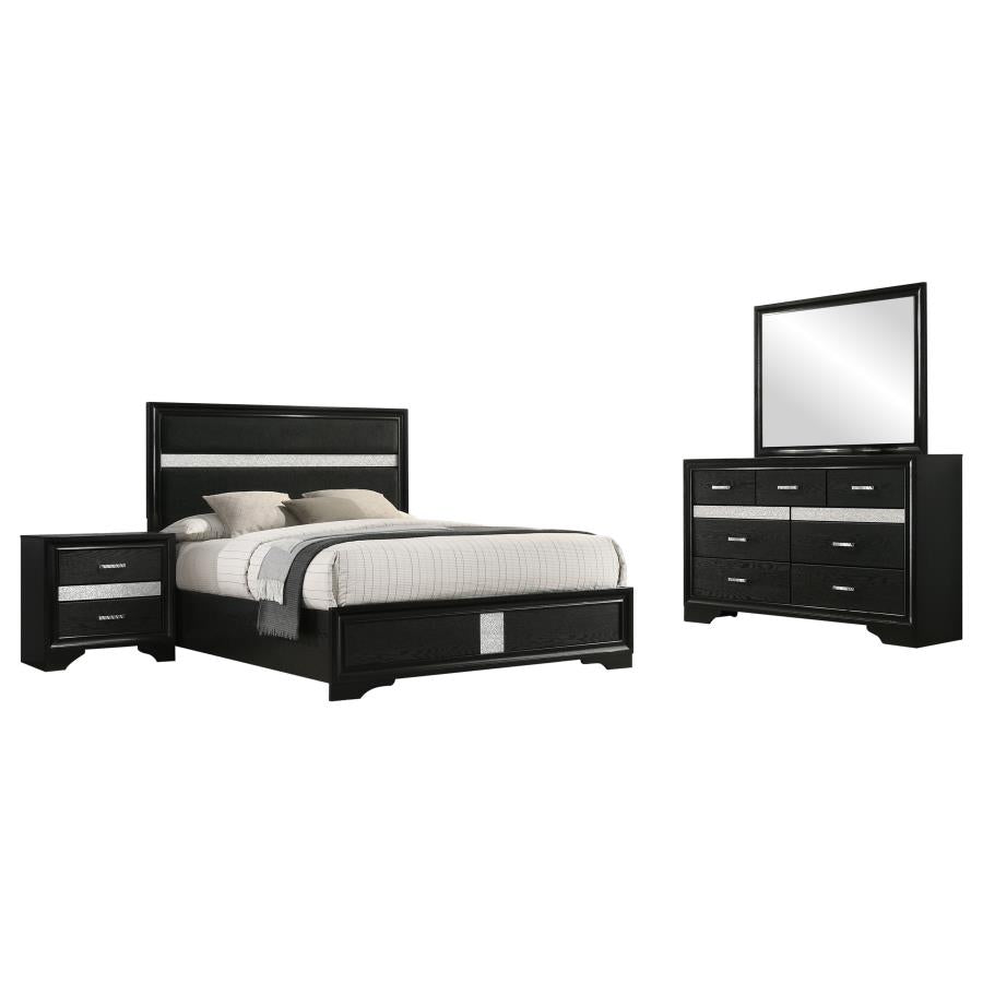 Miranda 4-piece Queen Upholstered Bedroom Set Black