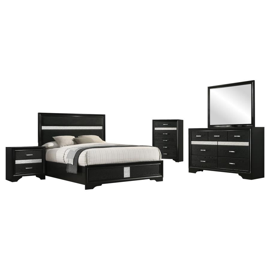 Miranda 5-piece Queen Upholstered Bedroom Set Black
